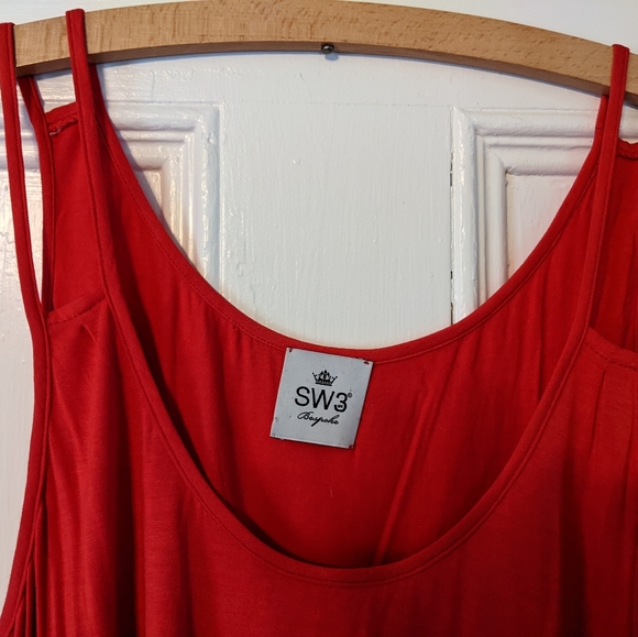 SW3 Bespoke Made in USA Red Modal Rayon Long Tank Top - Picture 3 of 4